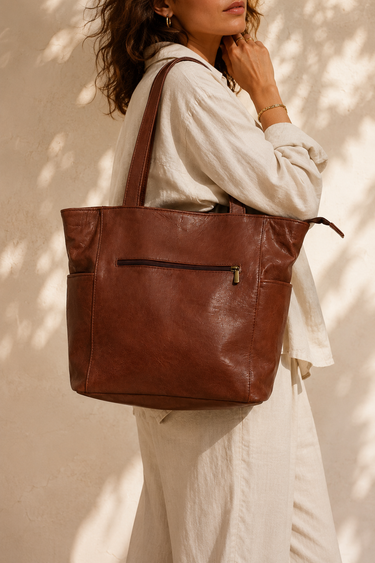Amber Leather Tote Bag