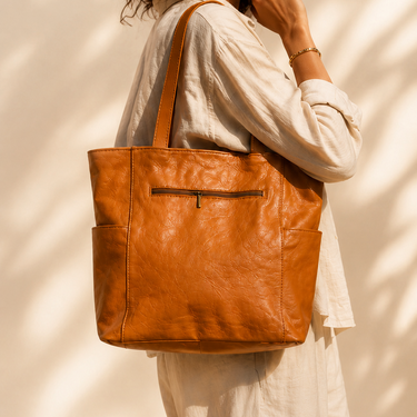 Amber Leather Tote Bag